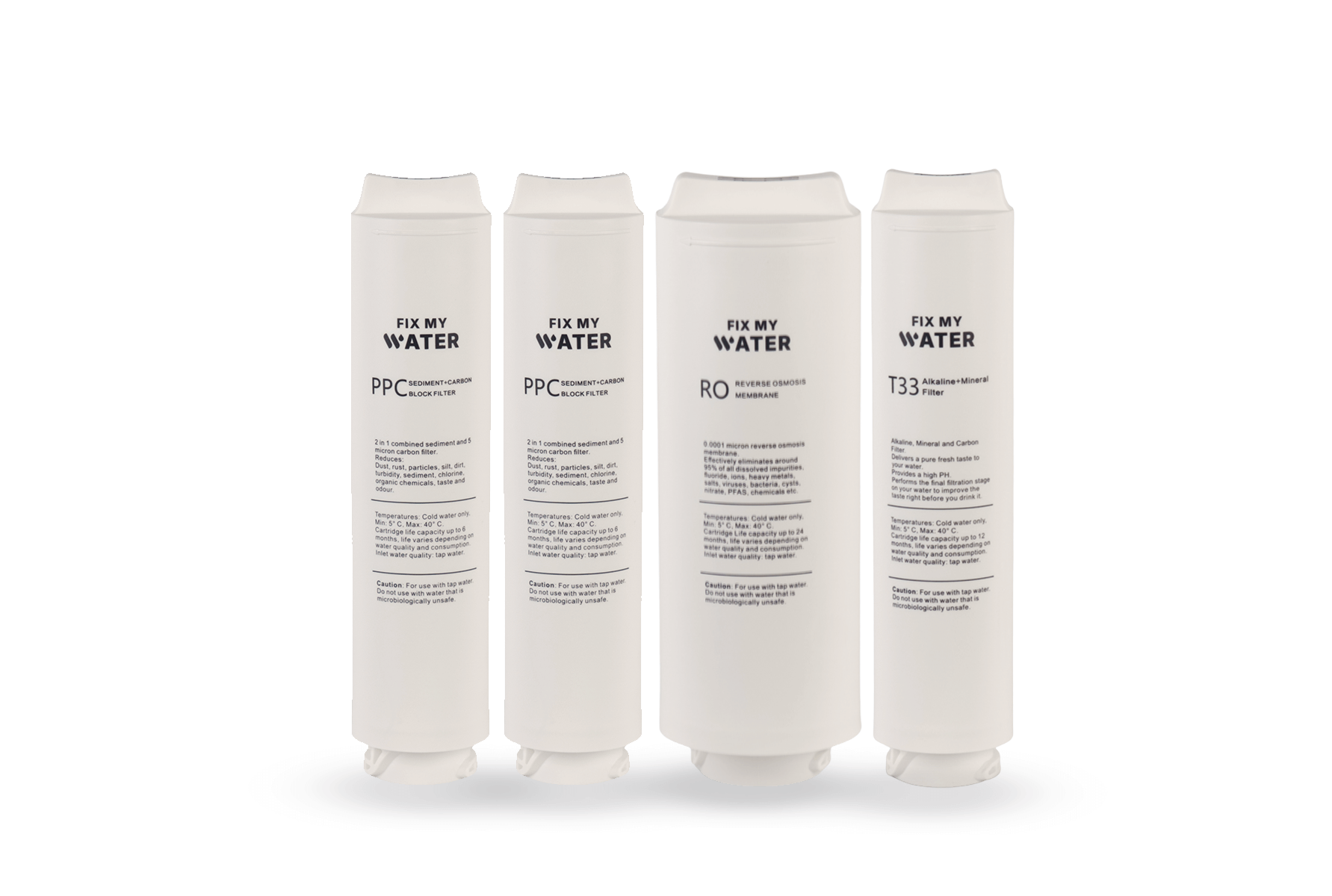 Filter Pack - Remineralised Reverse Osmosis (Tankless & Powered) - 4 Filters